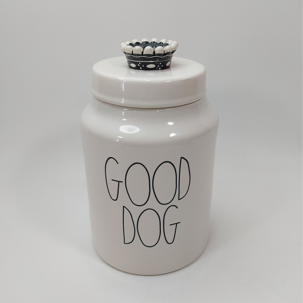 Rae Dunn by Magenta "GOOD DOG" Large Treat Storage Canister Jar with Crown Lid